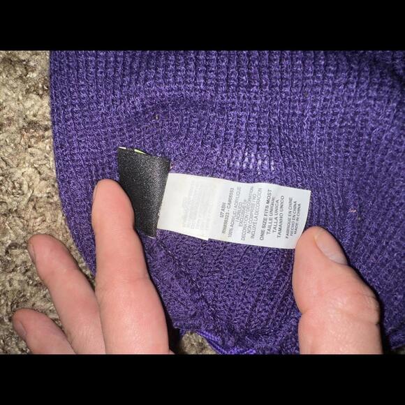 Nike LSU Tigers Purple Sideline Logo Cuffed Knit Hat with Pom Sample - Picture 7 of 11